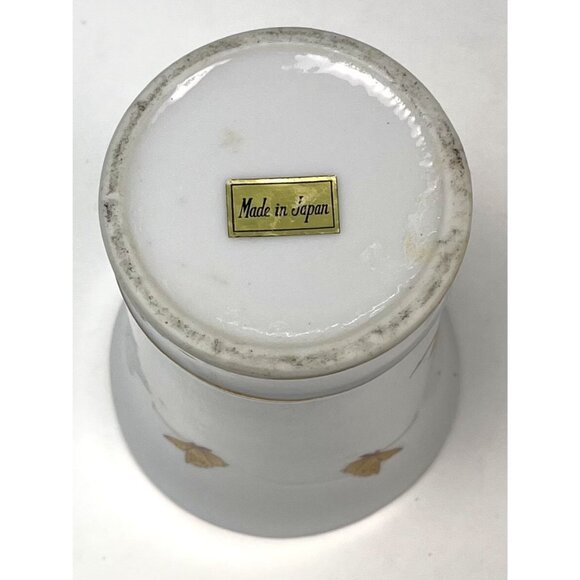 VTG 4" Handpainted Gilded Rose & Butterfly Ceramic Bathroom Cup Vase Japan EUC - Picture 5 of 5